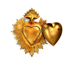 Load image into Gallery viewer, Sacred Heart Ex Voto Milagro Cachette Burning Heart Locket Cachette
