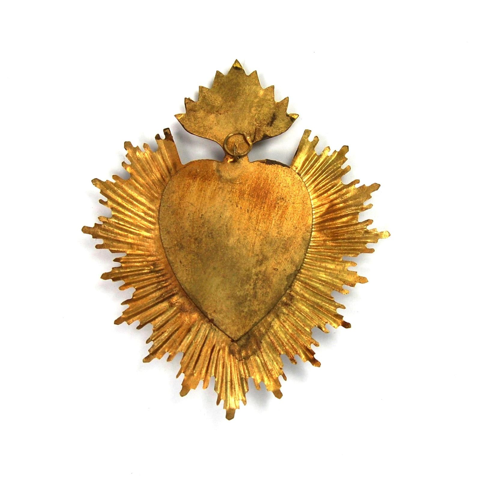 Sacred Heart Ex Voto Milagro Cachette Burning Heart Locket Cachette