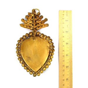 Jeweled Sacred Heart Ex Voto Milagro Locket Cachette Rhinestone Ornament