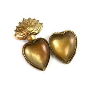 Sacred Heart Ex Voto in Antiqued Silver Milagro Locket Cachette for Prayers 3.25"