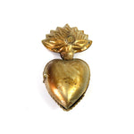 Sacred Heart Ex Voto in Antiqued Silver Milagro Locket Cachette for Prayers 3.25"