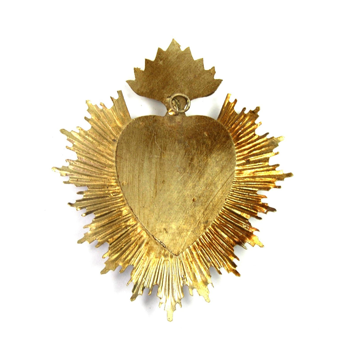 Sacred Heart Ex Voto Milagro Silver Burning Flaming Heart Locket