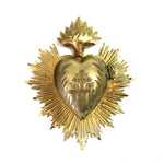 Sacred Heart Ex Voto Milagro Silver Burning Flaming Heart Locket