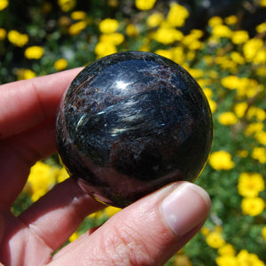 Astrophyllite and Garnet Crystal Spheres Flashy Healing Crystal Balls