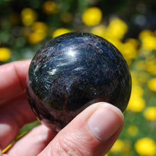 Load image into Gallery viewer, Astrophyllite and Garnet Crystal Spheres Flashy Healing Crystal Balls
