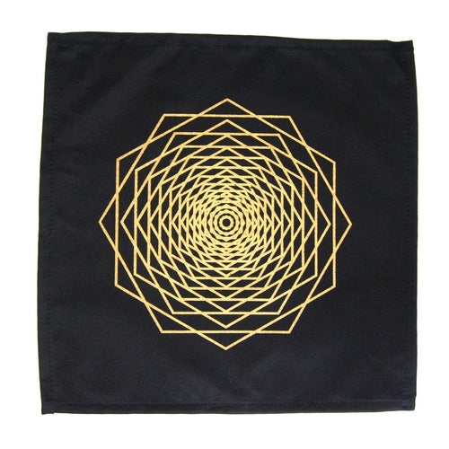Crystal Grid Cloth DODECA FRACTAL Black and Gold 100% Cotton 12