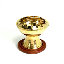 Load image into Gallery viewer, Triple Moon Resin Incense Burner Solid Brass
