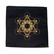 Load image into Gallery viewer, Crystal Grid Cloth FLOWER OF LIFE Black and Gold 100% Cotton 12&quot;
