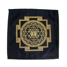 Load image into Gallery viewer, Crystal Grid Cloth SRI YANTRA Maha Meru 12 Inch Square Black Gold 100% Cotton
