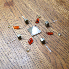 Load image into Gallery viewer, Mini Crystal Grid Kit to Boost Creativity and Draw Inspiration Carnelian Citrine Clear Quartz Pyrite Pyramid Point
