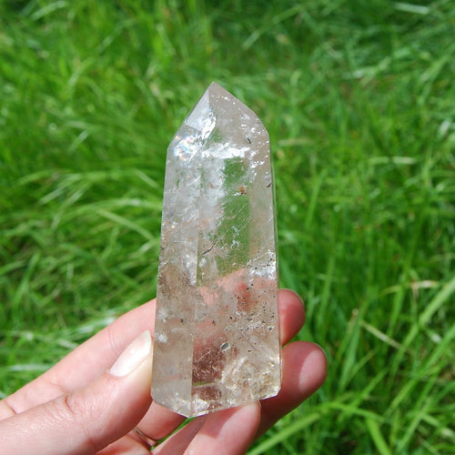 Pale Smoky Quartz Polished Crystal Point Self Standing Tower from Brazil 140g 3.25