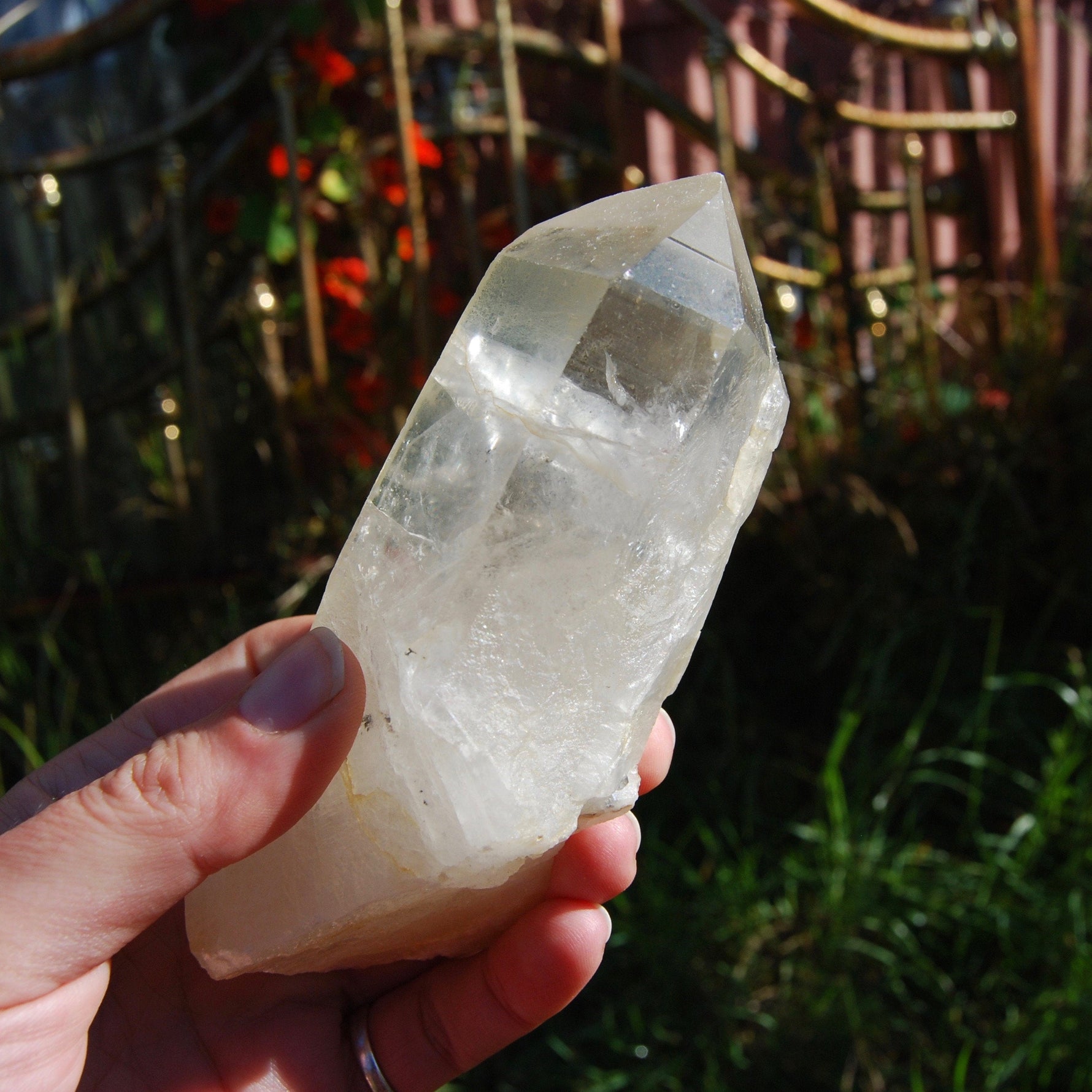 Golden Healer Lemurian Seed Quartz Crystal with Inner Child Manifestation and Lithium 388 gram 5.25" 