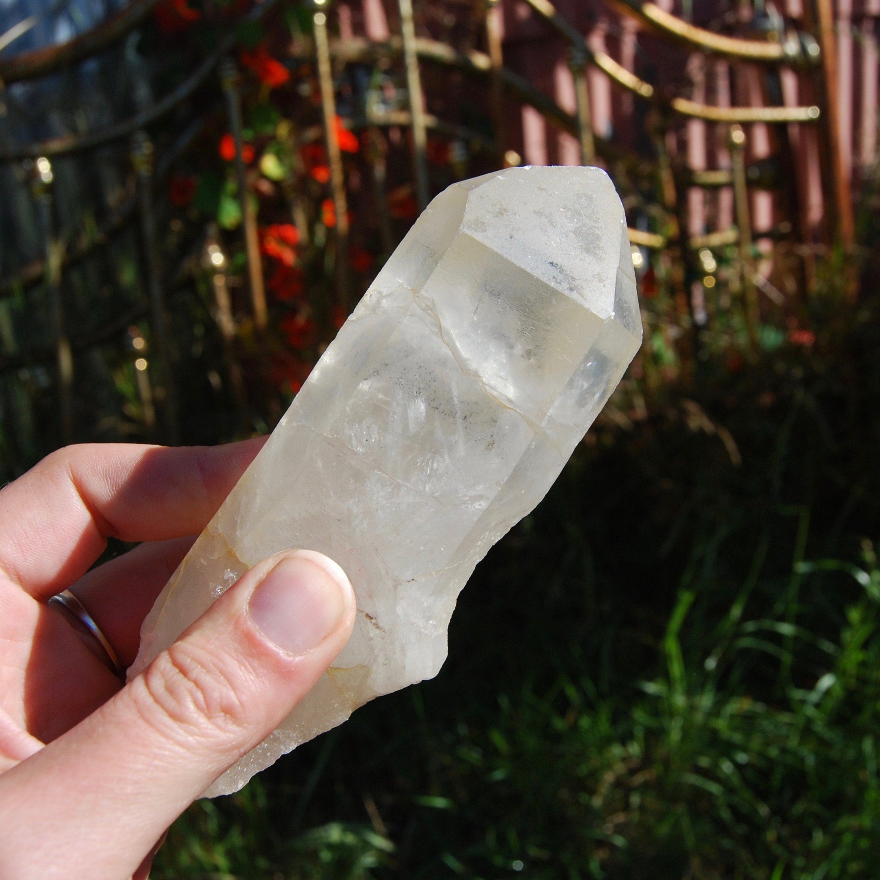 Golden Healer Lemurian Seed Quartz Crystal with Inner Child Manifestation and Lithium 388 gram 5.25" 