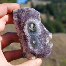 Load image into Gallery viewer, SELF STANDING Amethyst Stalactite Slice Amethyst Flower Crystal Healing Natural Druzy Geode Cathedral Cluster Semi Polished Eye
