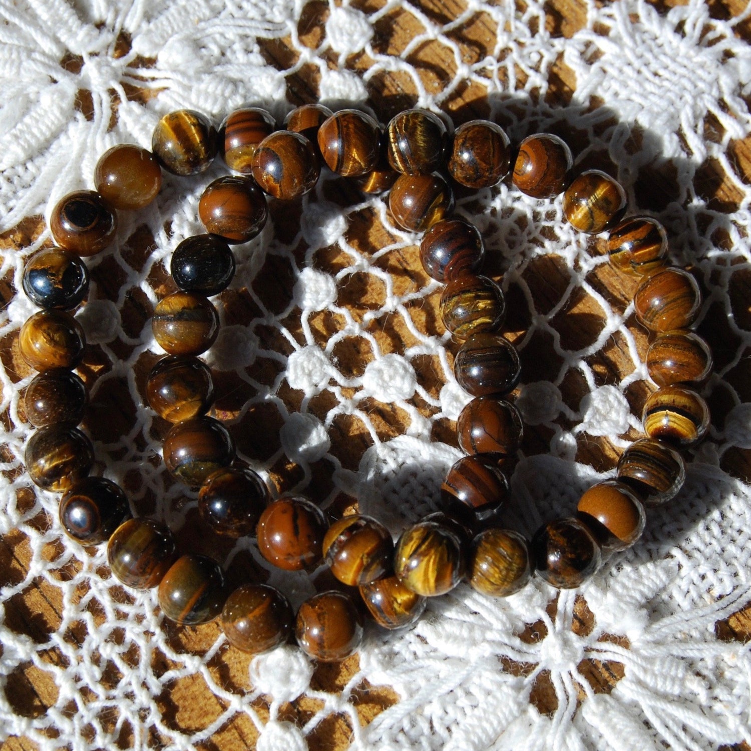 Tiger's Eye Beaded Power Bracelet 8mm Natural Gemstone Beads