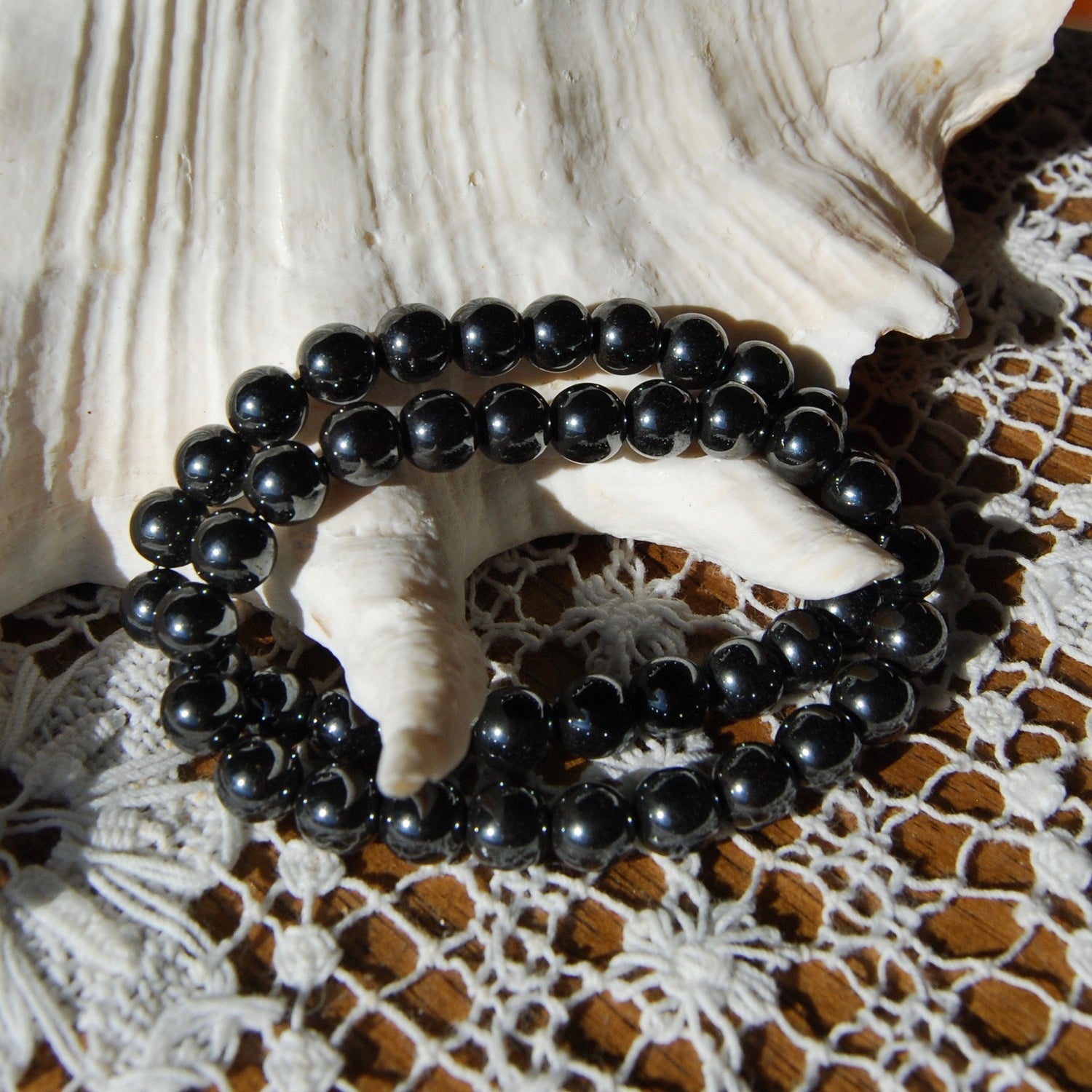 Hematite Beaded Power Bracelet 8mm Natural Gemstone Beads 