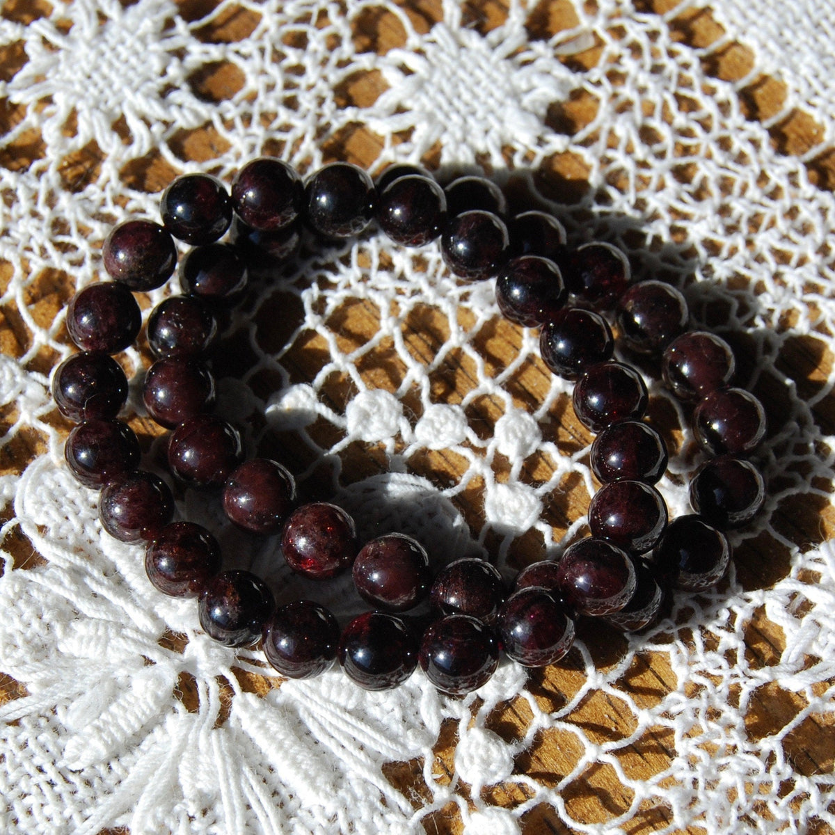 Garnet Beaded Power Bracelet 8mm Natural Gemstone Beads  Healing Crystals 