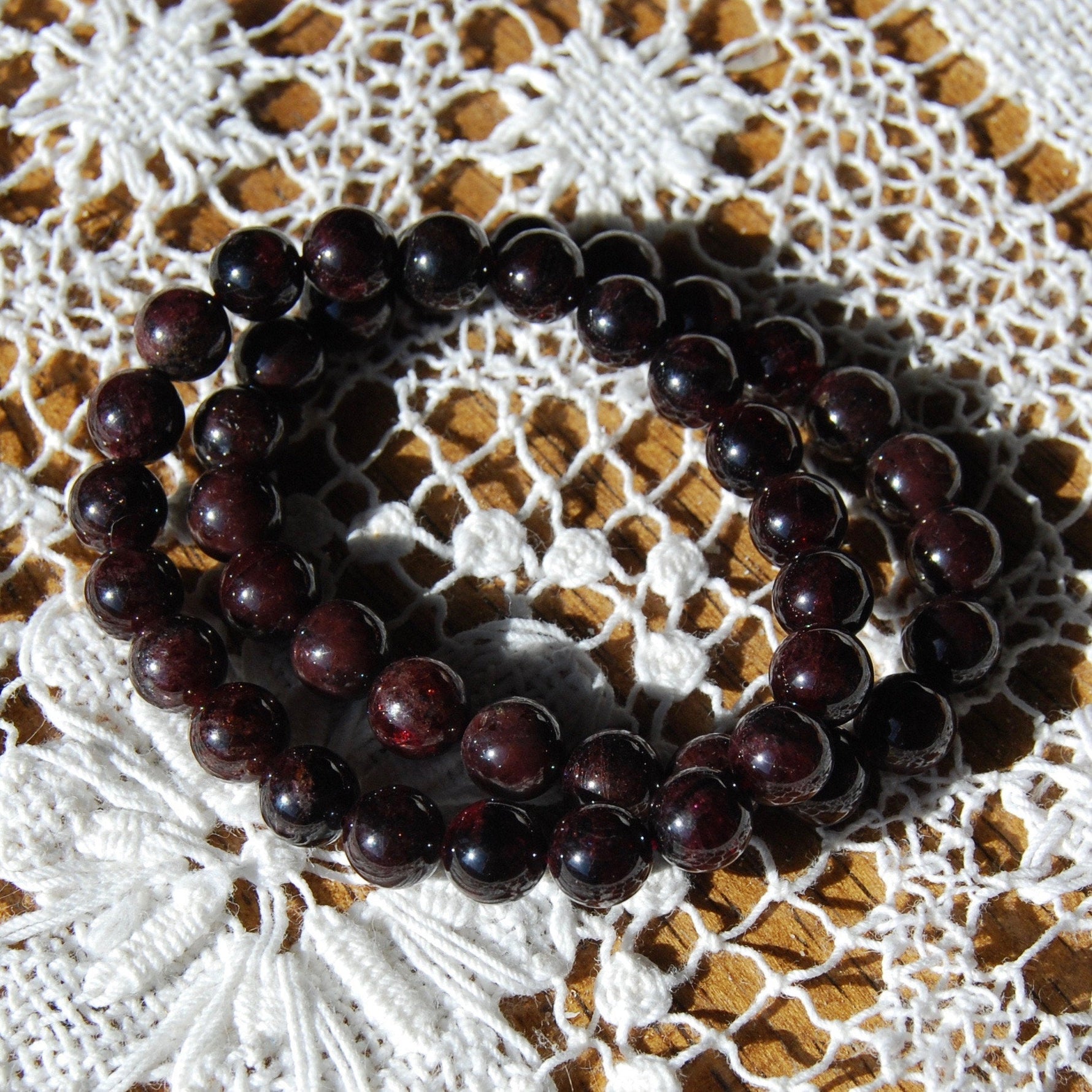 Garnet Beaded Power Bracelet 8mm Natural Gemstone Beads  Healing Crystals 