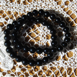 Black Obsidian Beaded Power Bracelet 8mm Natural Gemstone Beads 