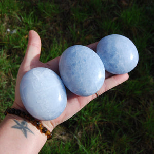 Large Blue Calcite Palm Stones