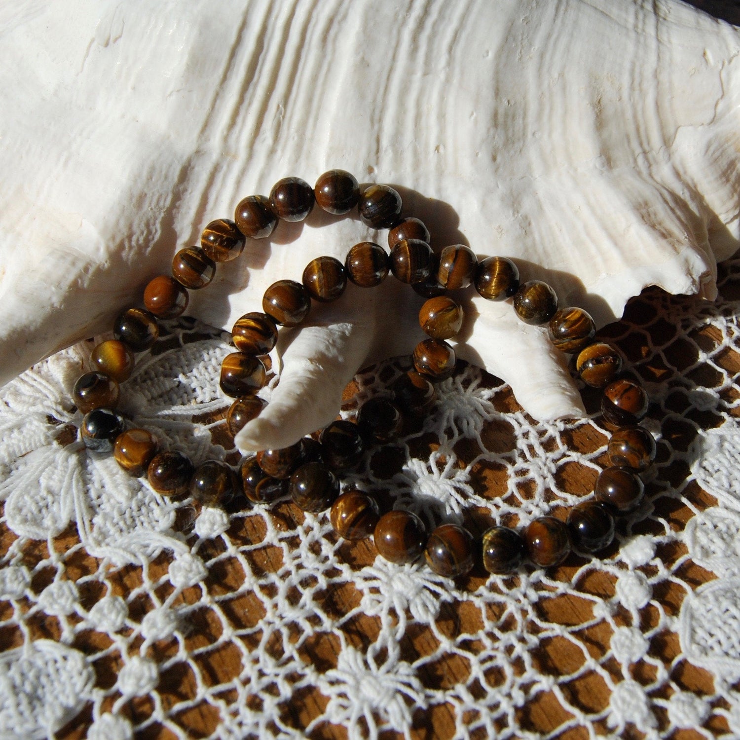 Tiger's Eye Beaded Power Bracelet 8mm Natural Gemstone Beads