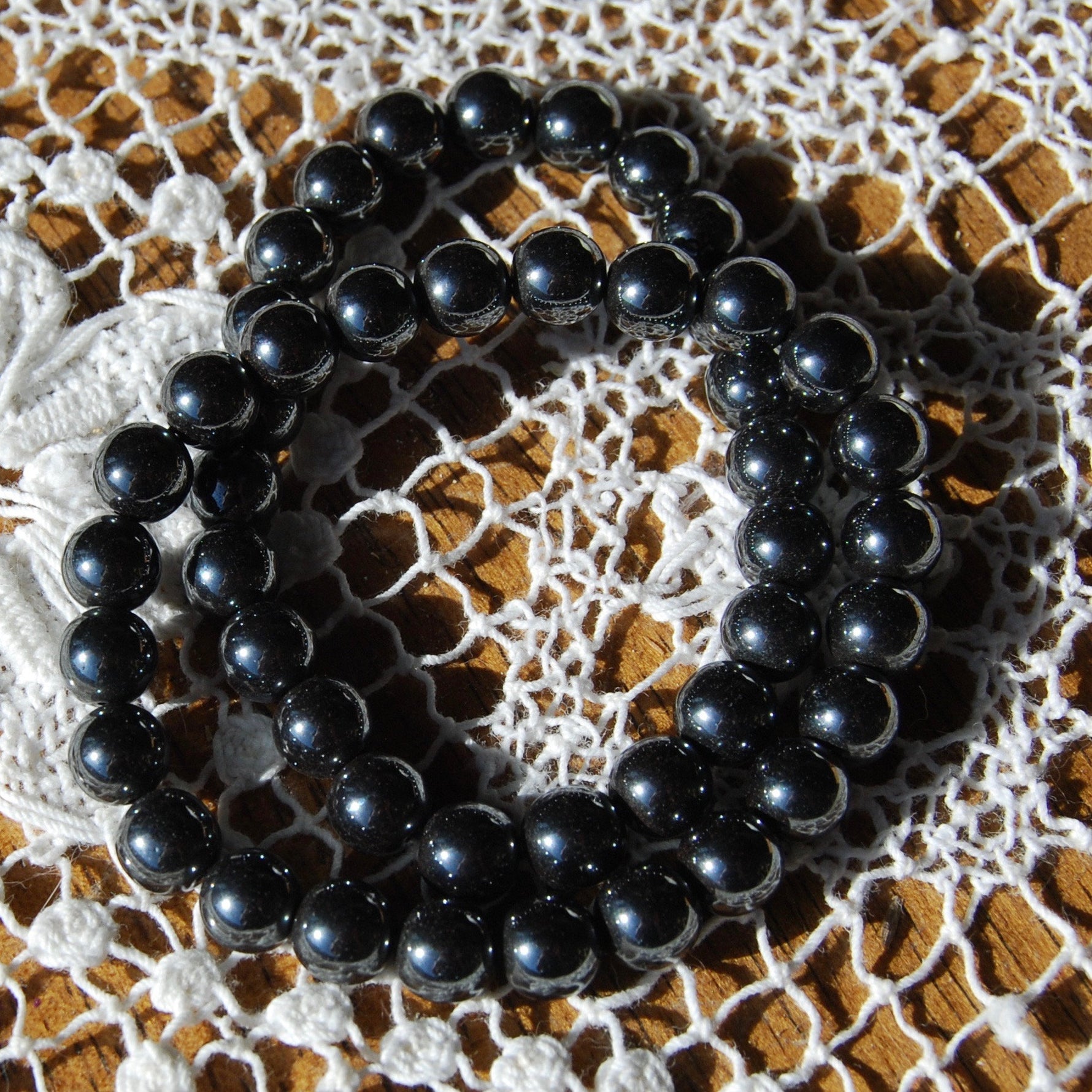 Hematite Beaded Power Bracelet 8mm Natural Gemstone Beads 