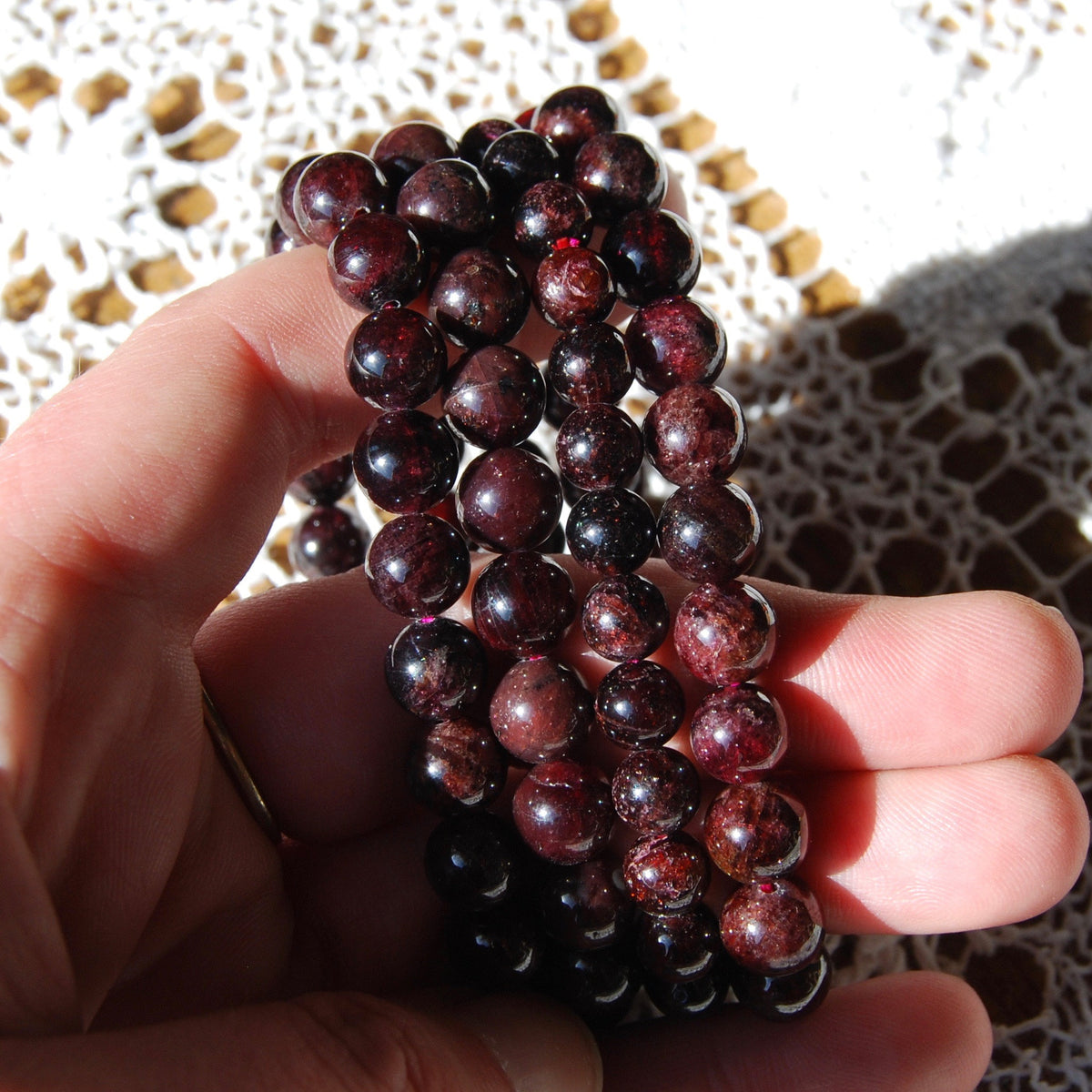 Garnet Beaded Power Bracelet 8mm Natural Gemstone Beads  Healing Crystals 