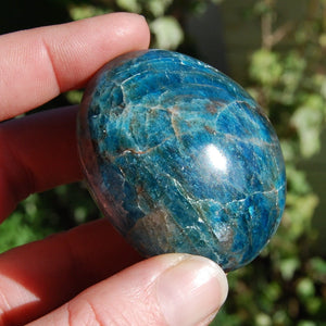 Blue Apatite Polished Crystal Palm Stones