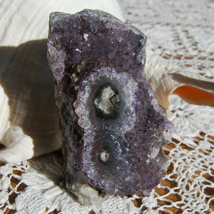 SELF STANDING Amethyst Stalactite Slice Amethyst Flower Crystal Healing Natural Druzy Geode Cathedral Cluster Semi Polished Eye