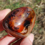 Red Banded Agate Crystal Palm Stone