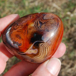 Red Banded Agate Crystal Palm Stone