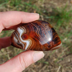 Red Banded Agate Crystal Palm Stone