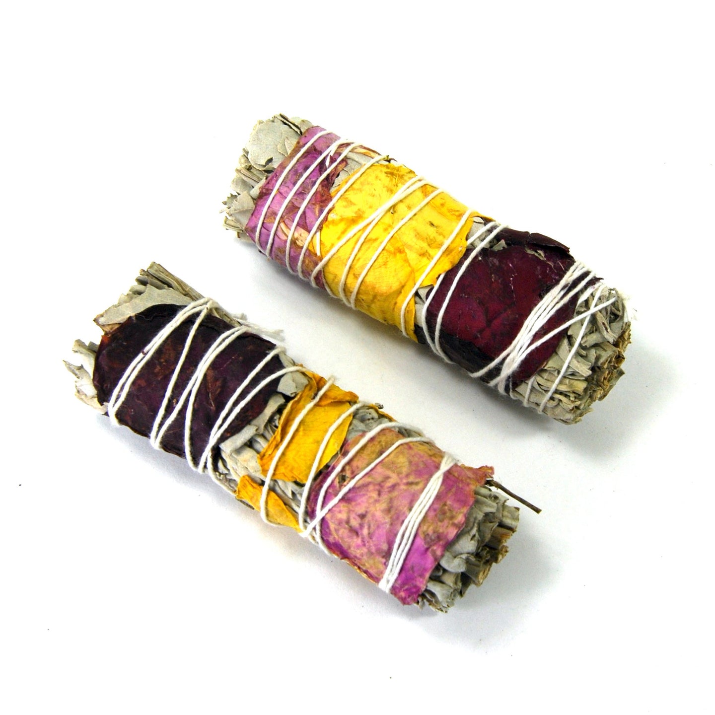 California White Spirit Sage Rose Petal Smudge Stick 