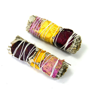 California White Spirit Sage Rose Petal Smudge Stick 