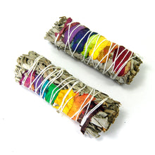 Load image into Gallery viewer, Chakra Rose Petal White Sage Smudge Stick
