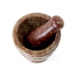 Triple Moon Mortar and Pestle Natural Carved Soapstone