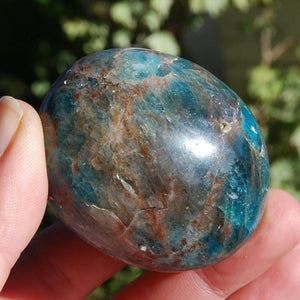 Blue Apatite Polished Crystal Palm Stones