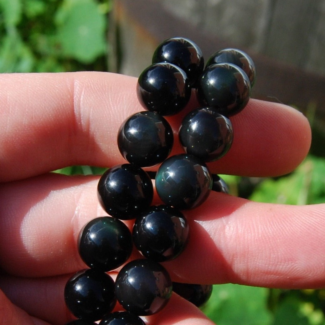 Rainbow Obsidian Crystal Bead Bracelet
