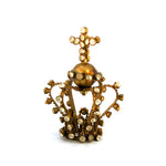 Tiny Jeweled Santos Kings Crown, Ornate Antique Gold Rhinestone Orb and Cross Motif
