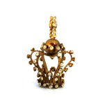 Tiny Jeweled Santos Kings Crown, Ornate Antique Gold Rhinestone Orb and Cross Motif